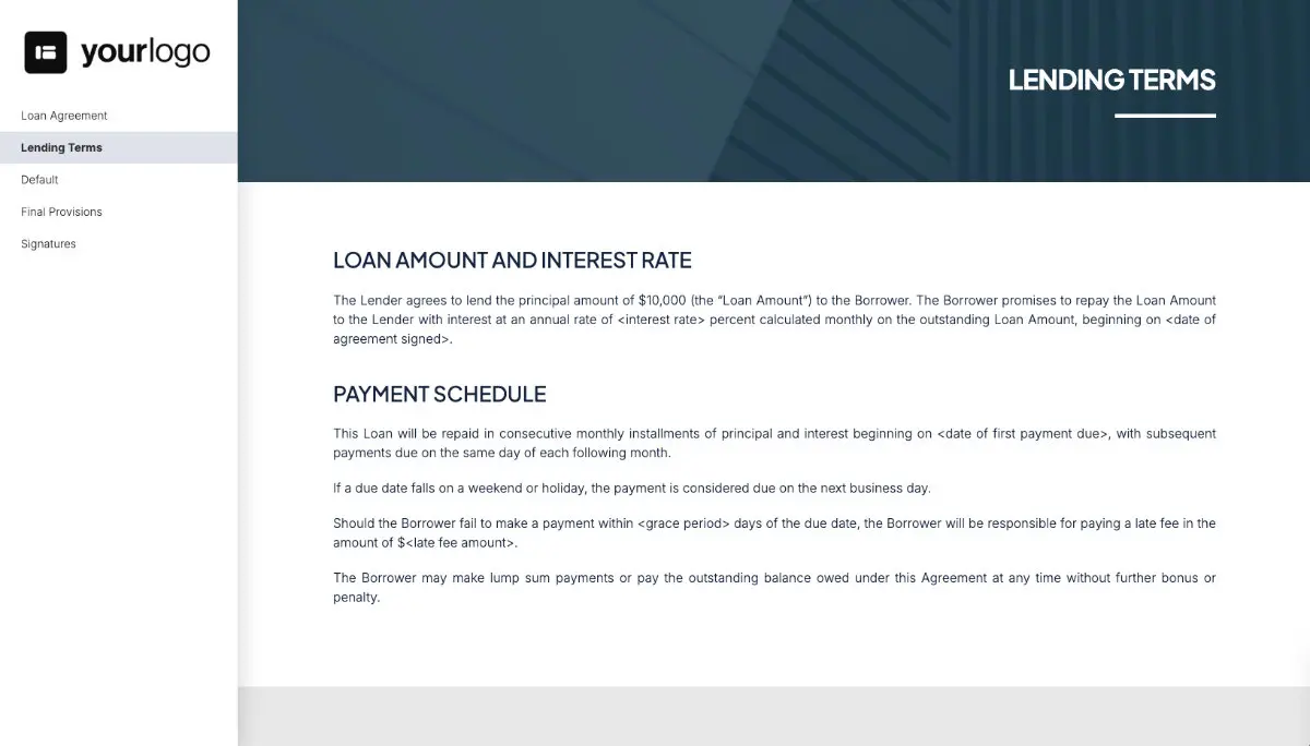 Simple Loan Agreement Template - The Agreement