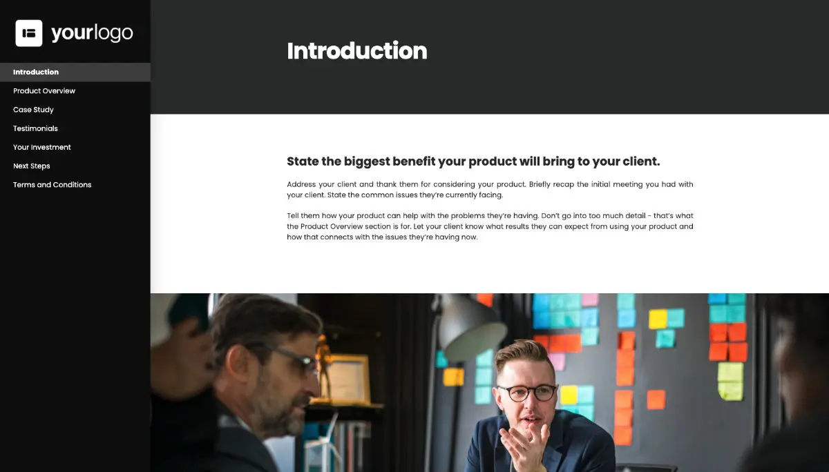 General Product Proposal Template - Deep Gray Slide 2
