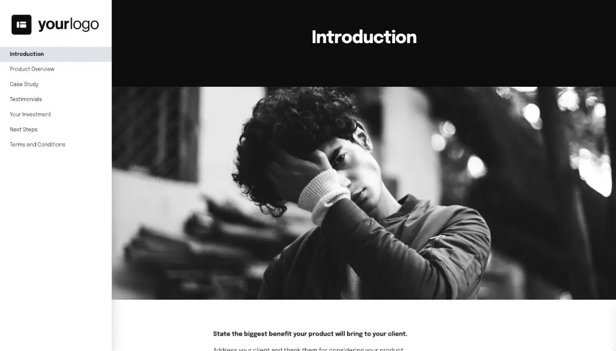 General Product Proposal Template - Black and White Slide 2