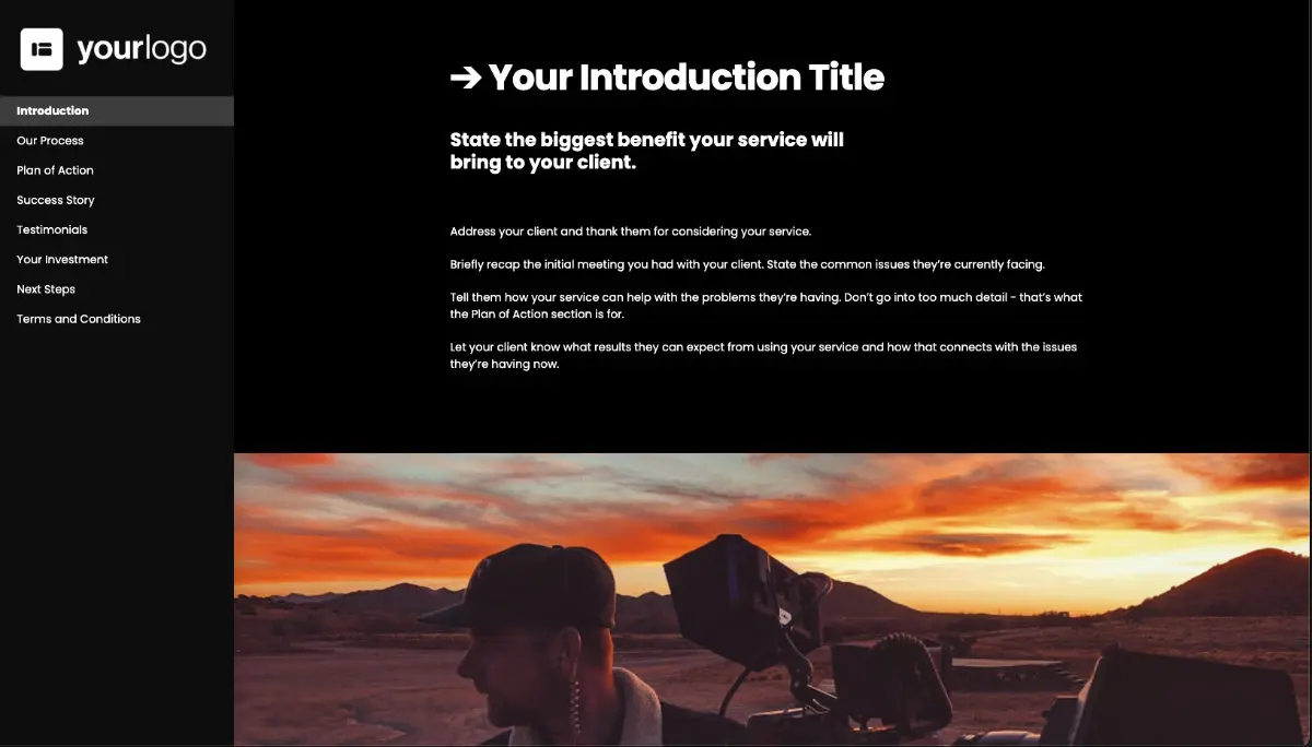 General Service Proposal Template - Black and White Slide 2