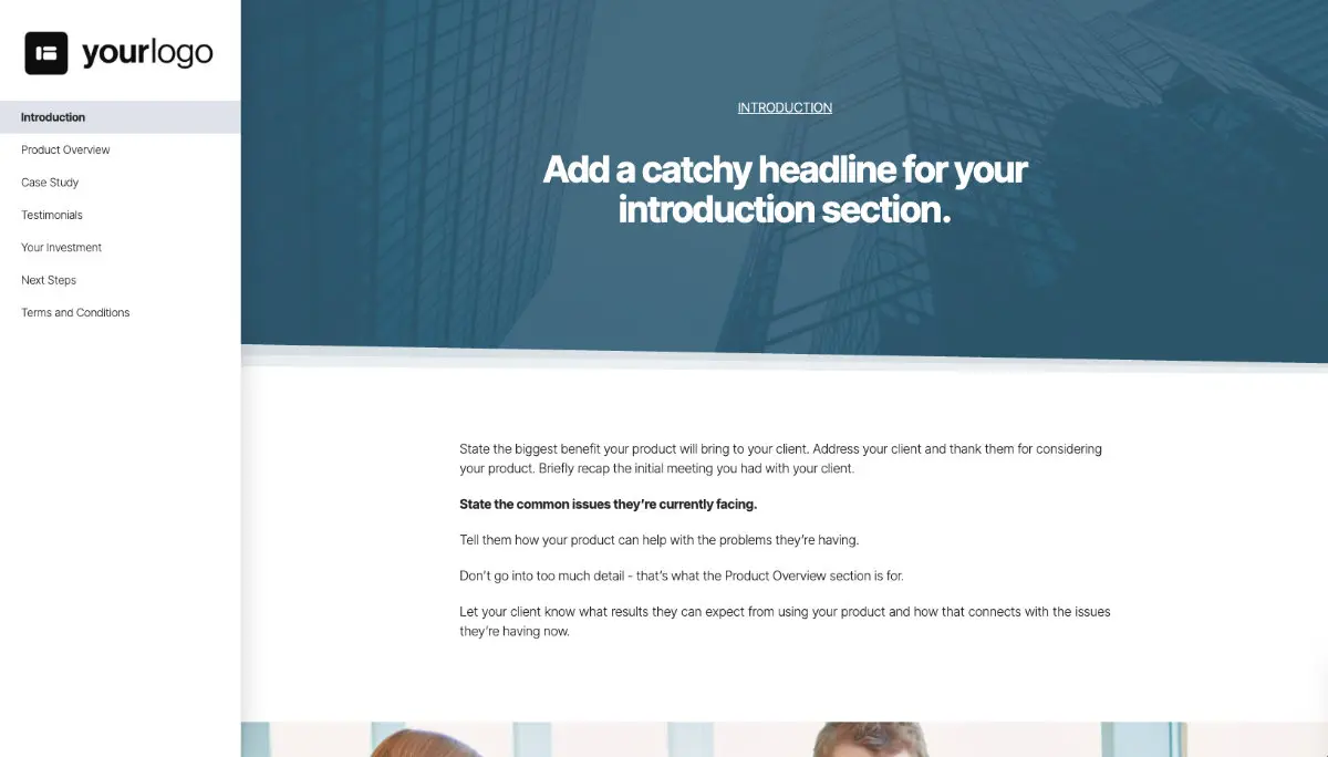 General Product Proposal Template - Medium Blue - Introduction