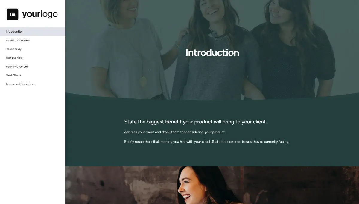 General Product Proposal Template - Dark Green - Introduction