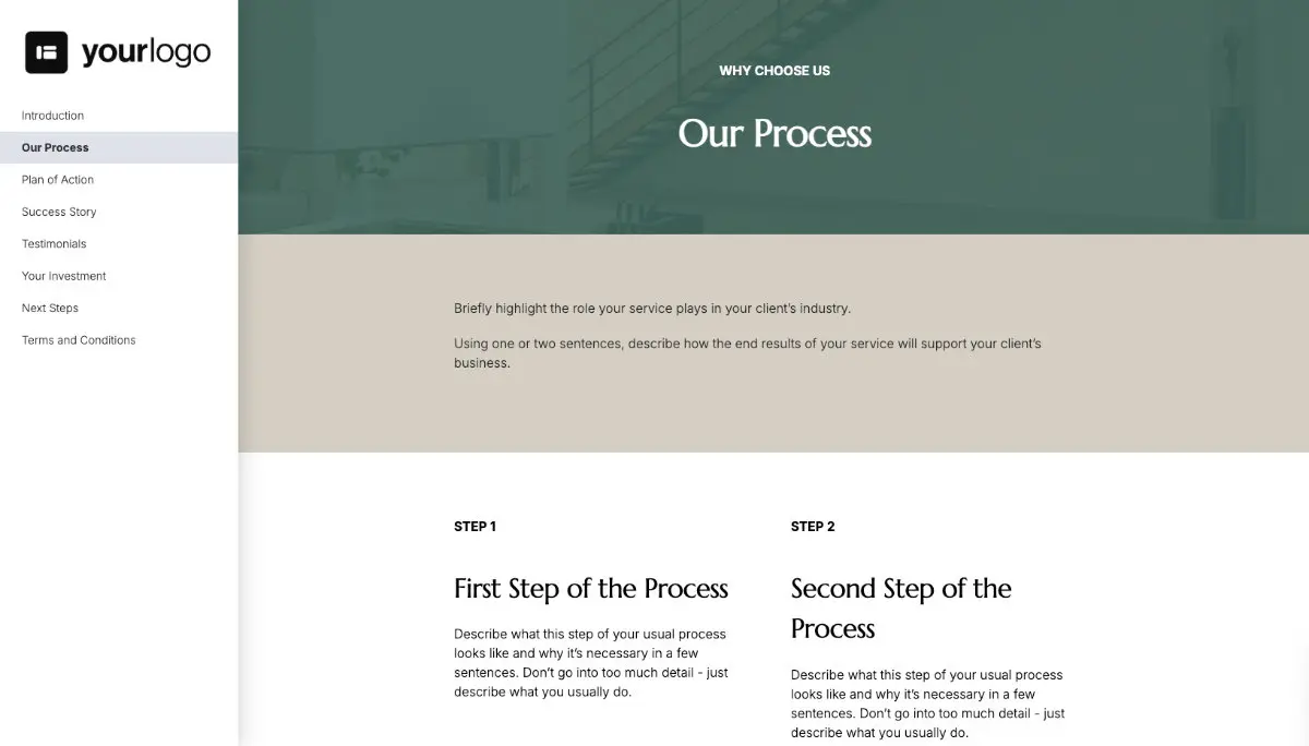 General Service Proposal Template - Green Brown - A dedicated section for your process