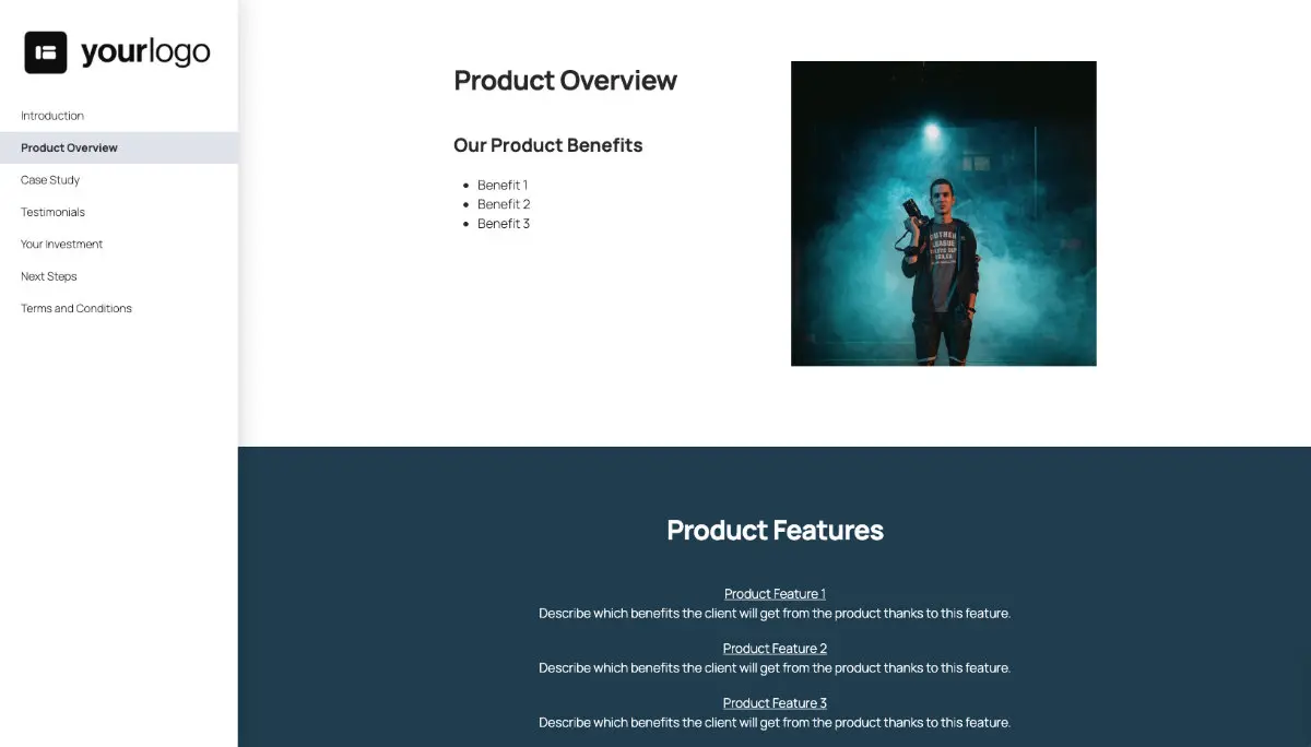 General Product Proposal Template - Deep Blue Slide 3