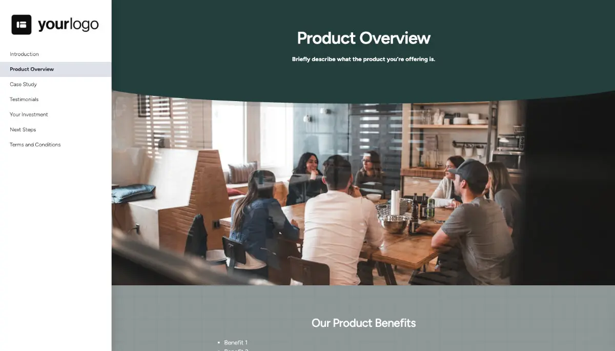 General Product Proposal Template - Dark Green Slide 3