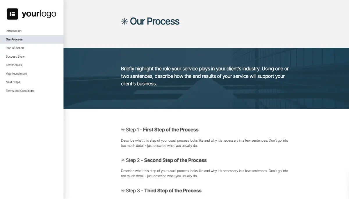 General Service Proposal Template - Deep Blue Slide 3