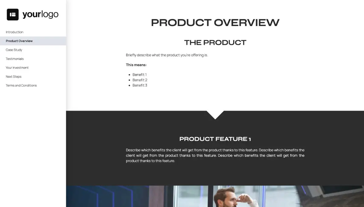 General Product Proposal Template - Dark Gray Slide 3