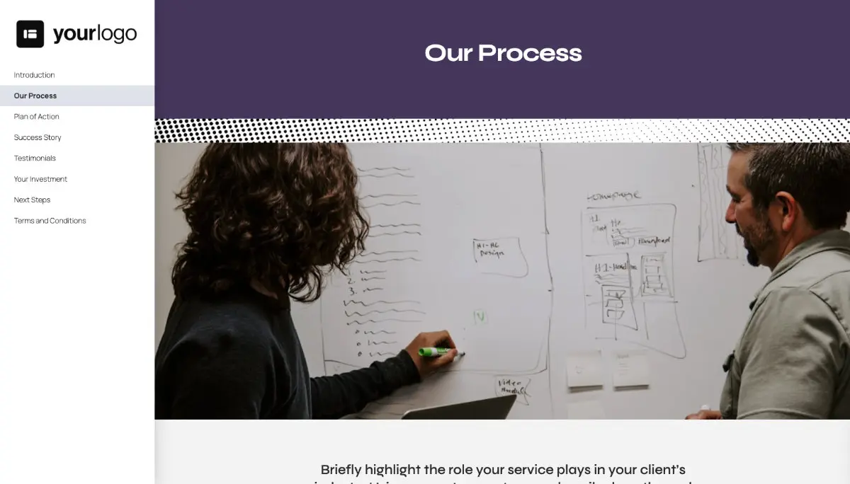 General Service Proposal Template - Dark Purple Slide 3