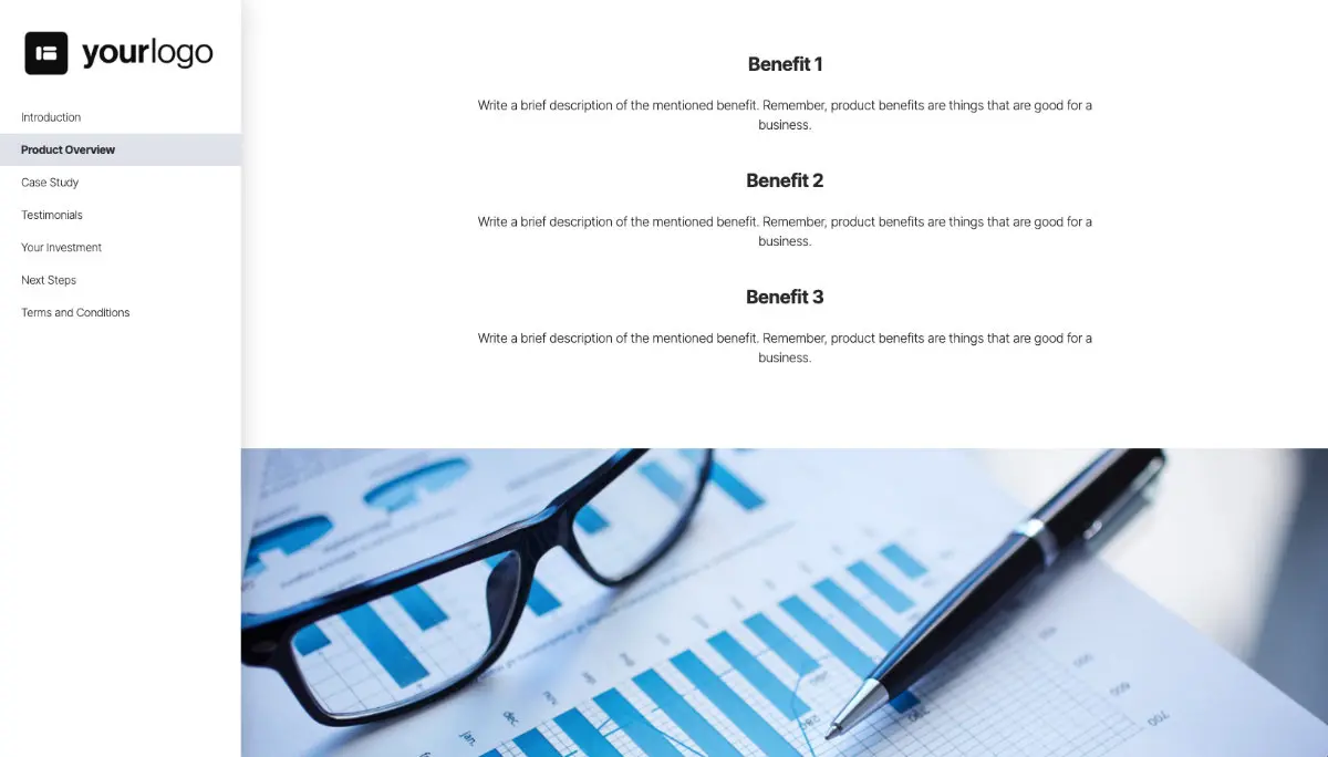 General Product Proposal Template - Medium Blue Slide 3