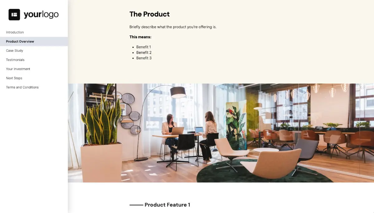 General Product Proposal Template - White Green - Product overview