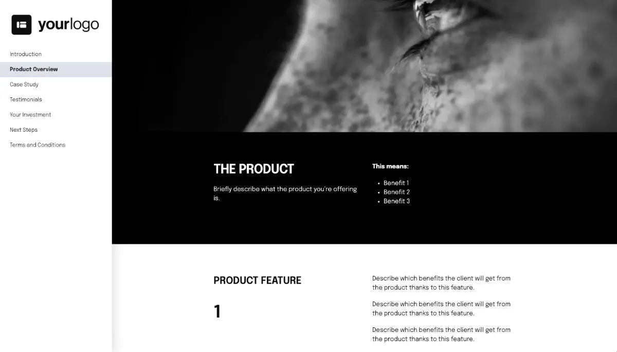 General Product Proposal Template - Black and White Slide 3