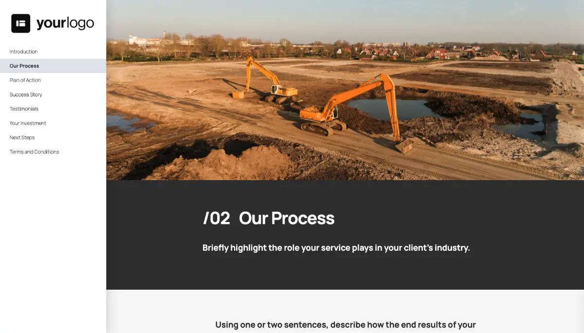 General Service Proposal Template - Dark Gray - A dedicated section for your process