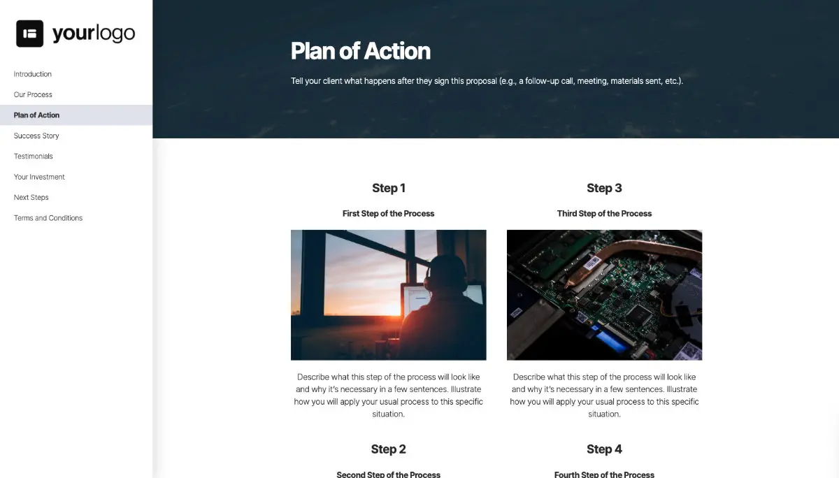 General Service Proposal Template - Very Dark Blue - Presenting your plan of action