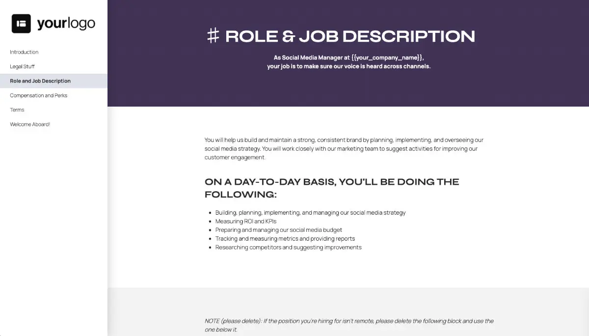 Social Media Manager Job Offer Template Slide 4