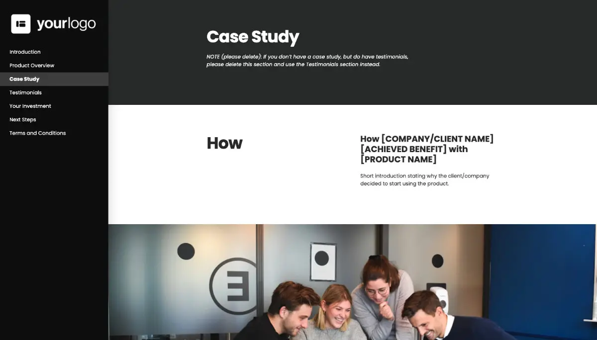 General Product Proposal Template - Deep Gray - A case study