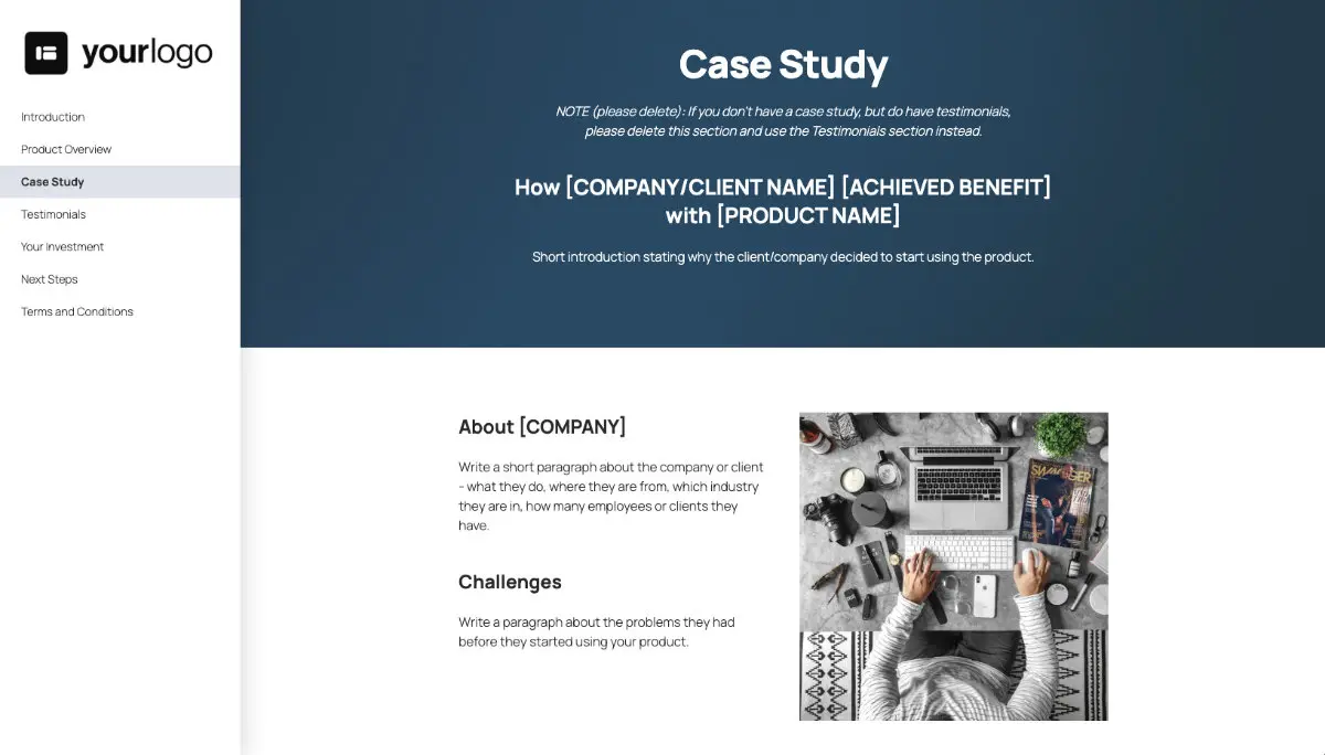 General Product Proposal Template - Deep Blue - A case study