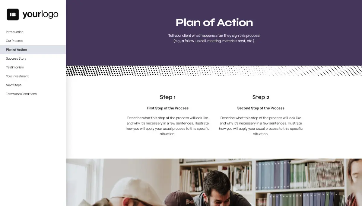 General Service Proposal Template - Dark Purple - Presenting your plan of action