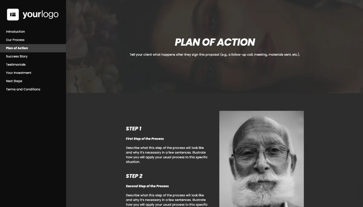 General Service Proposal Template - Deep Gray Slide 4