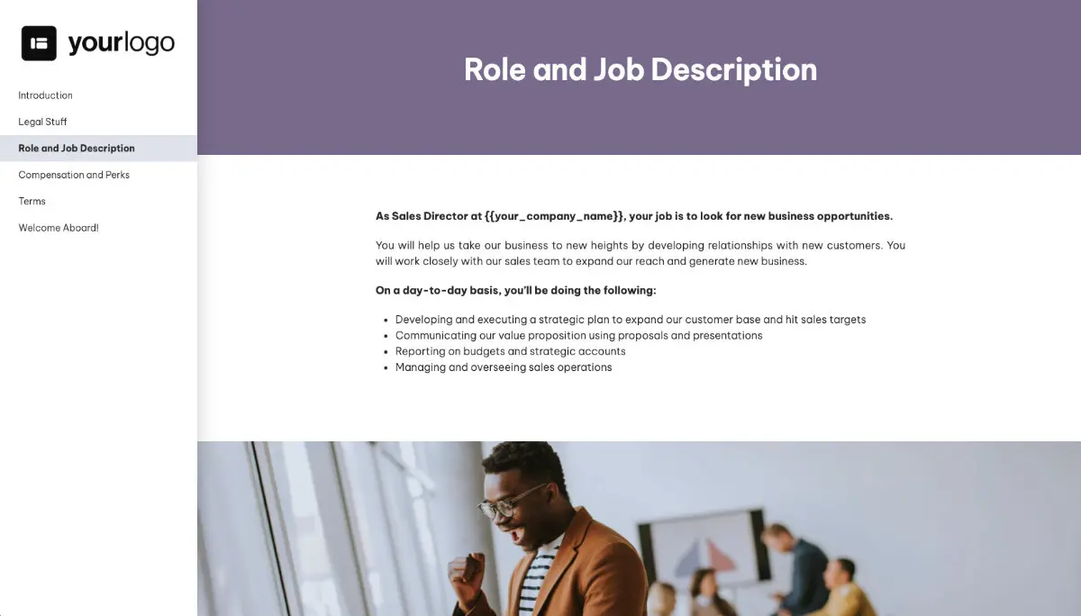 Sales Director Job Offer Template - Pre-Written Job Description