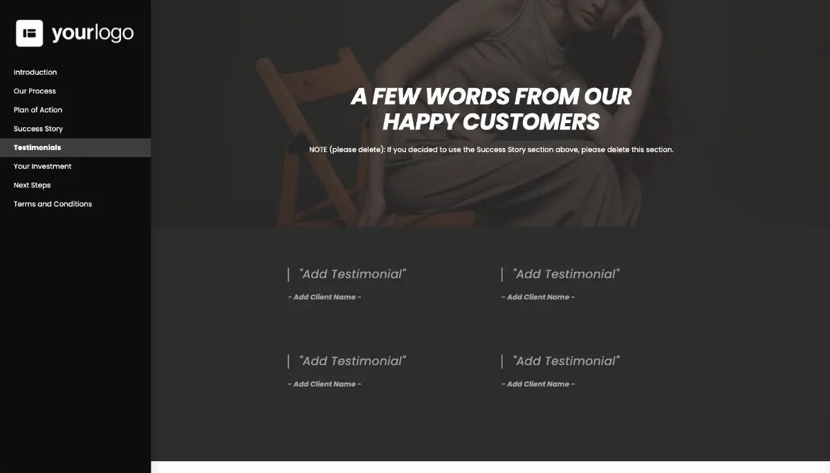 General Service Proposal Template - Deep Gray Slide 6