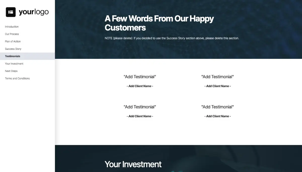 General Service Proposal Template - Very Dark Blue Slide 6