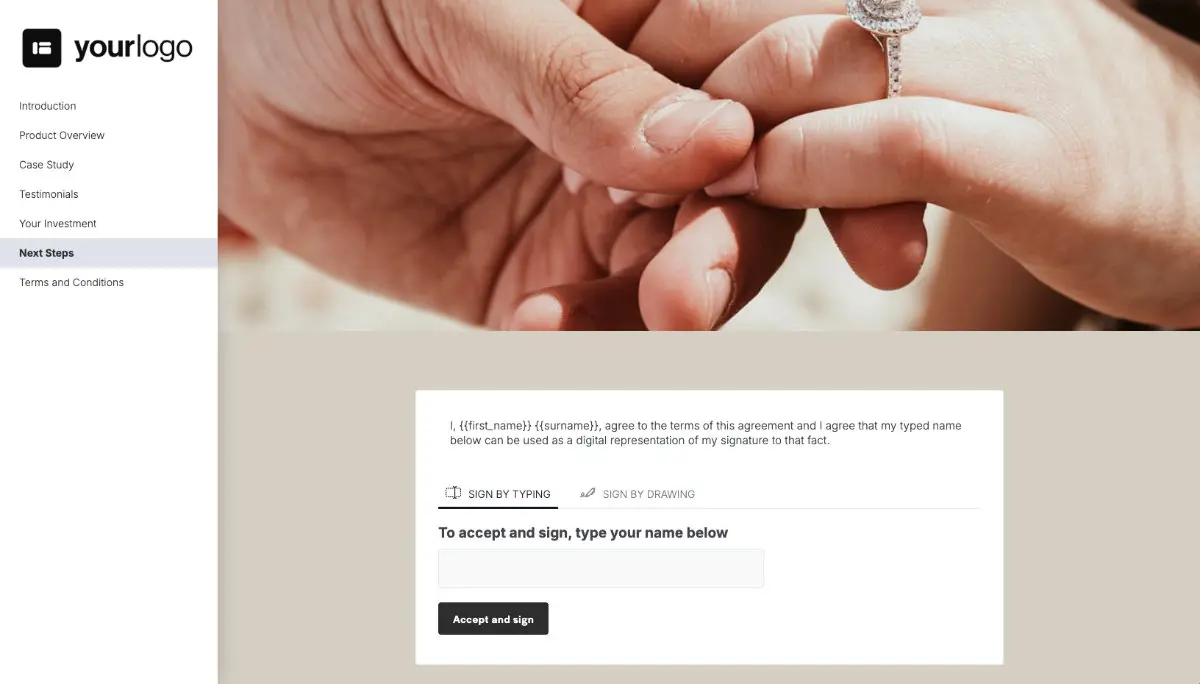 General Product Proposal Template - Cream - Next steps with digital signing