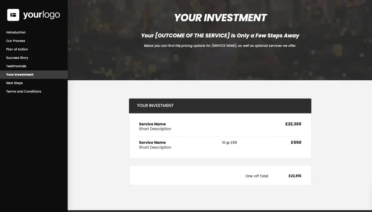 General Service Proposal Template - Deep Gray Slide 7