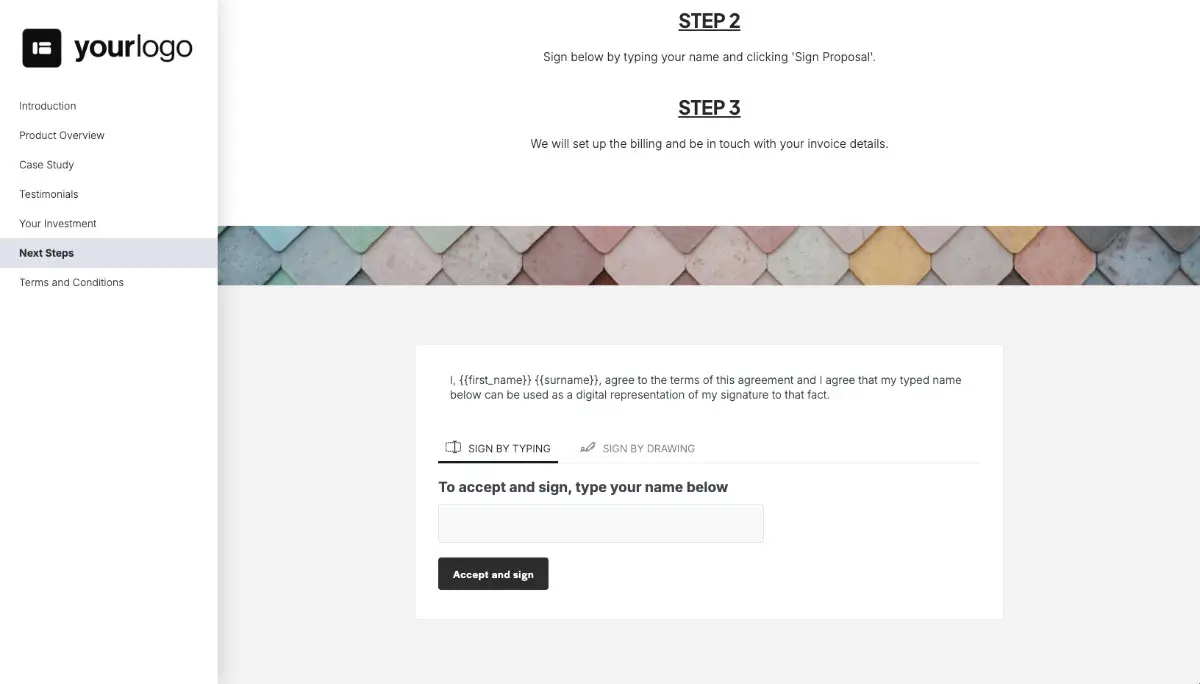 General Product Proposal Template - Sage - Next steps with digital signing