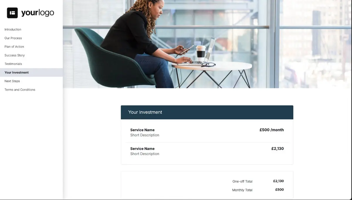 General Service Proposal Template - Dark Blue - Pricing