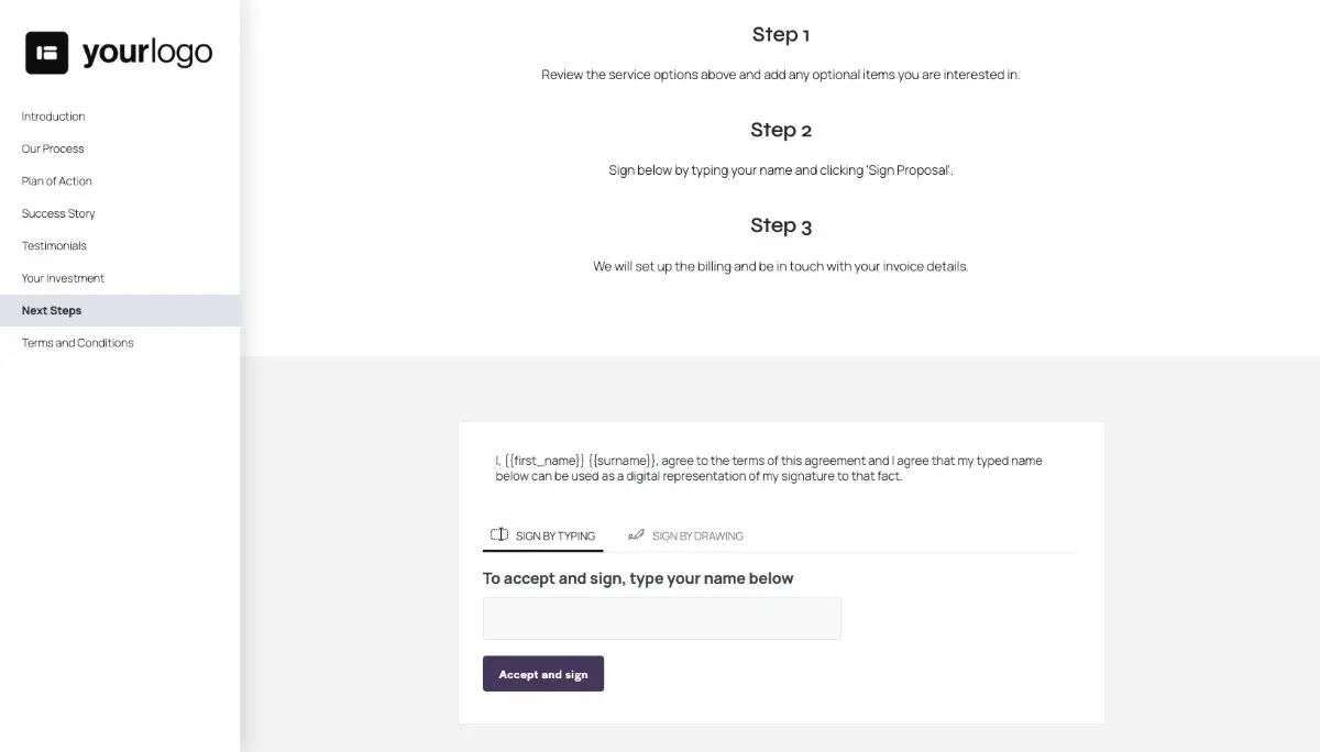 General Service Proposal Template - Dark Purple - Next steps