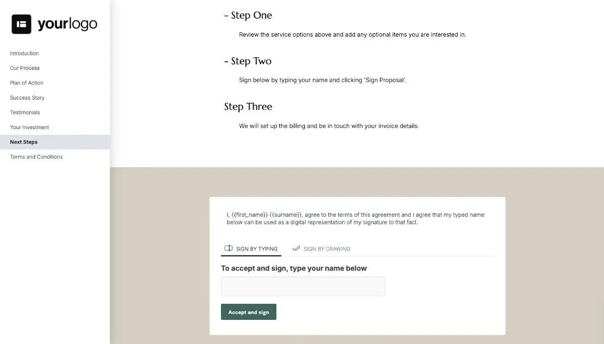 General Service Proposal Template - Green Brown - Next steps