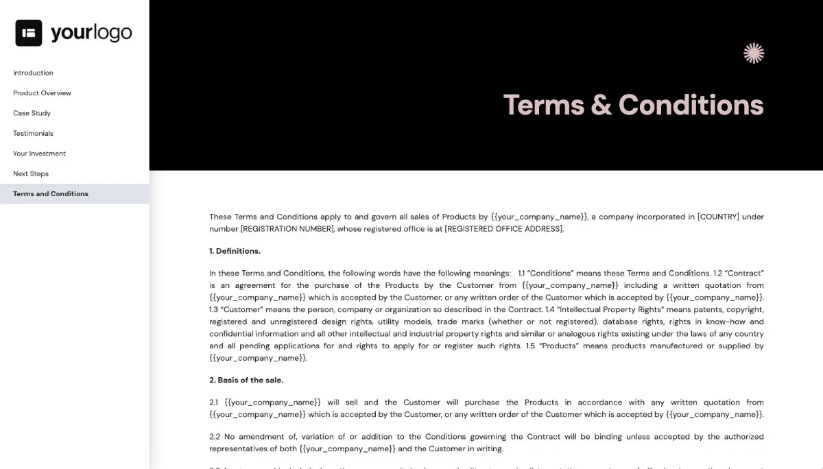 General Product Proposal Template - Black Pink - Terms and conditions