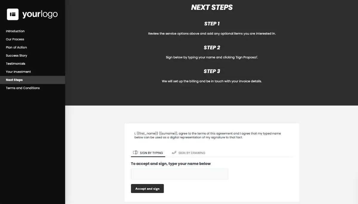 General Service Proposal Template - Deep Gray - Next steps
