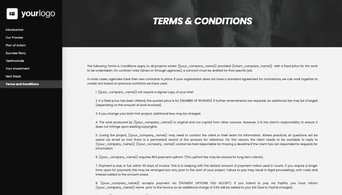 General Service Proposal Template - Deep Gray - Terms and conditions