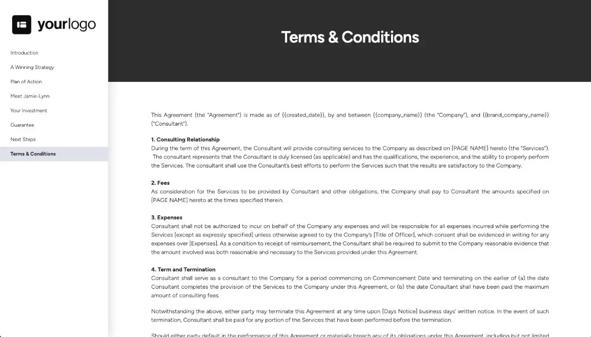 Business Coaching Proposal Template - Pre-written contract