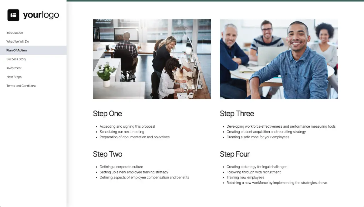 Human Resources Proposal Template - Processes and timelines