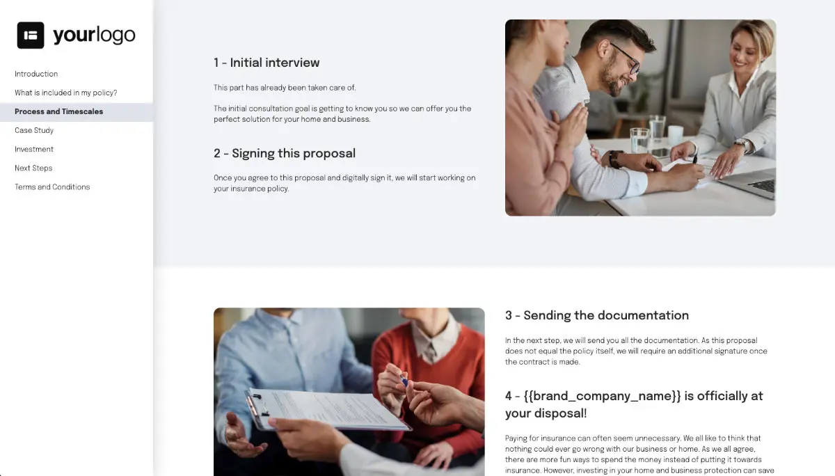 Insurance Proposal Template - Processes and timelines
