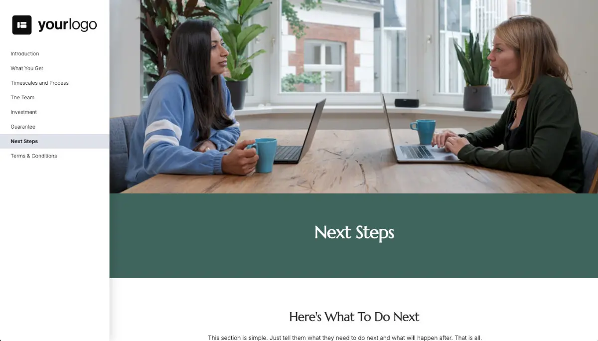 Sales Proposal Template - Next steps with digital signing