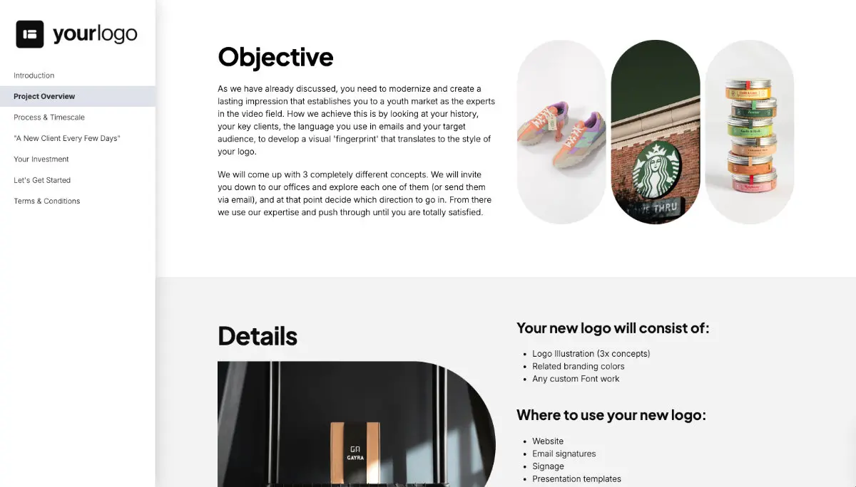 Rebrand Proposal Template - Pre-written services section
