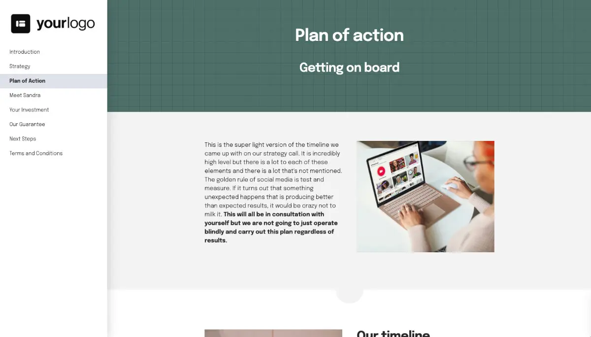 Social Media Posts Proposal Template - Process and timescales