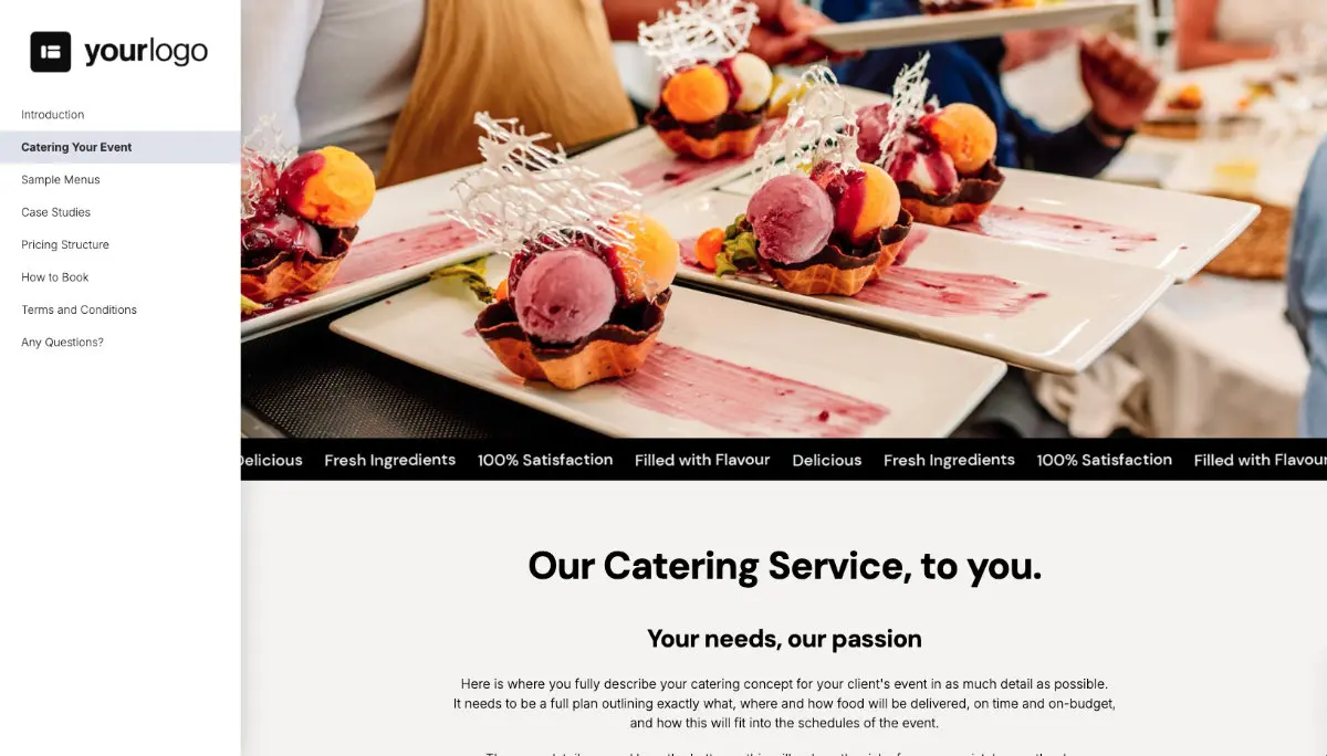 Catering Proposal Template - Pre-written services section