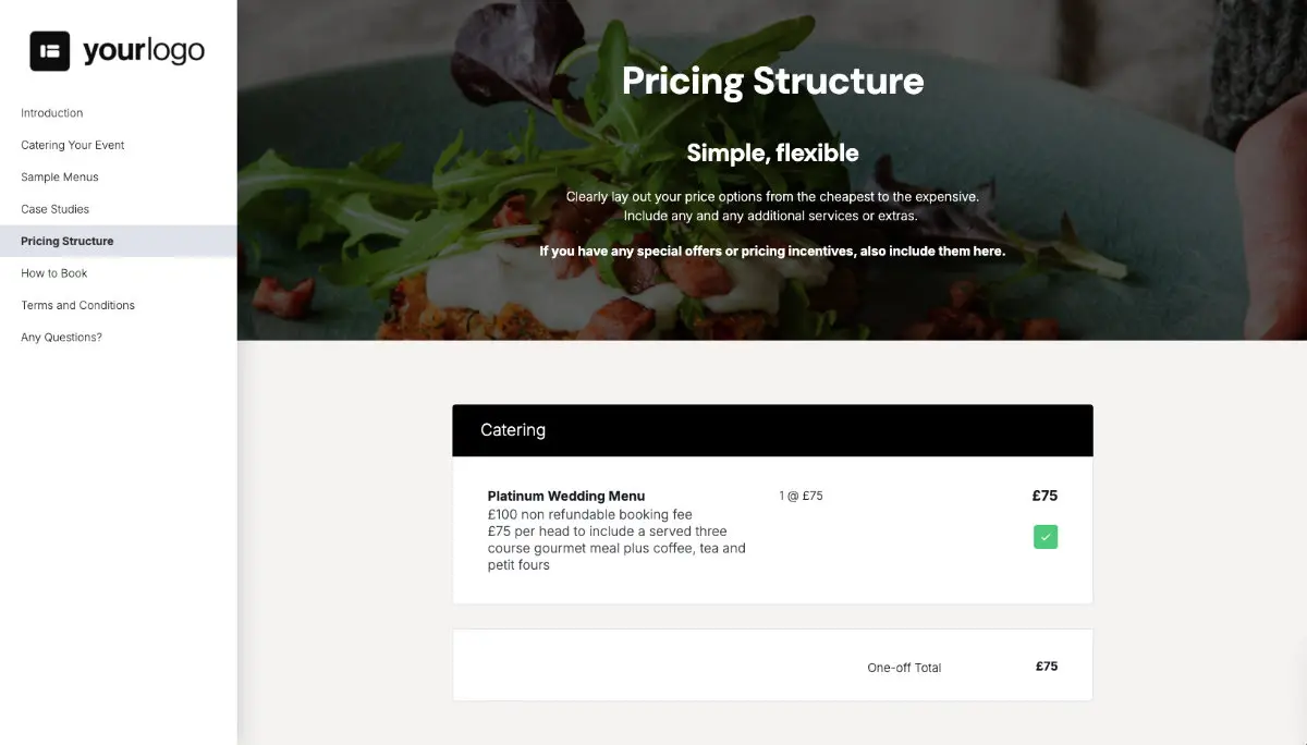 Catering Proposal Template - Pricing