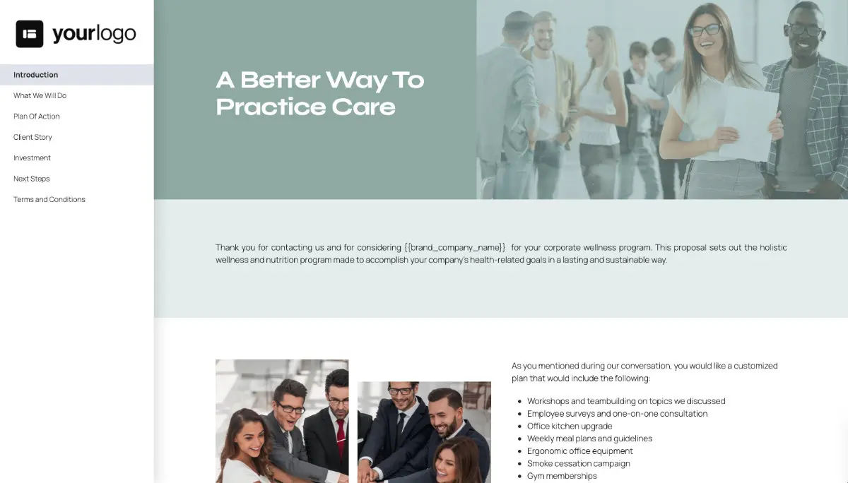 Corporate Wellness Proposal Template - Pre-written introduction section