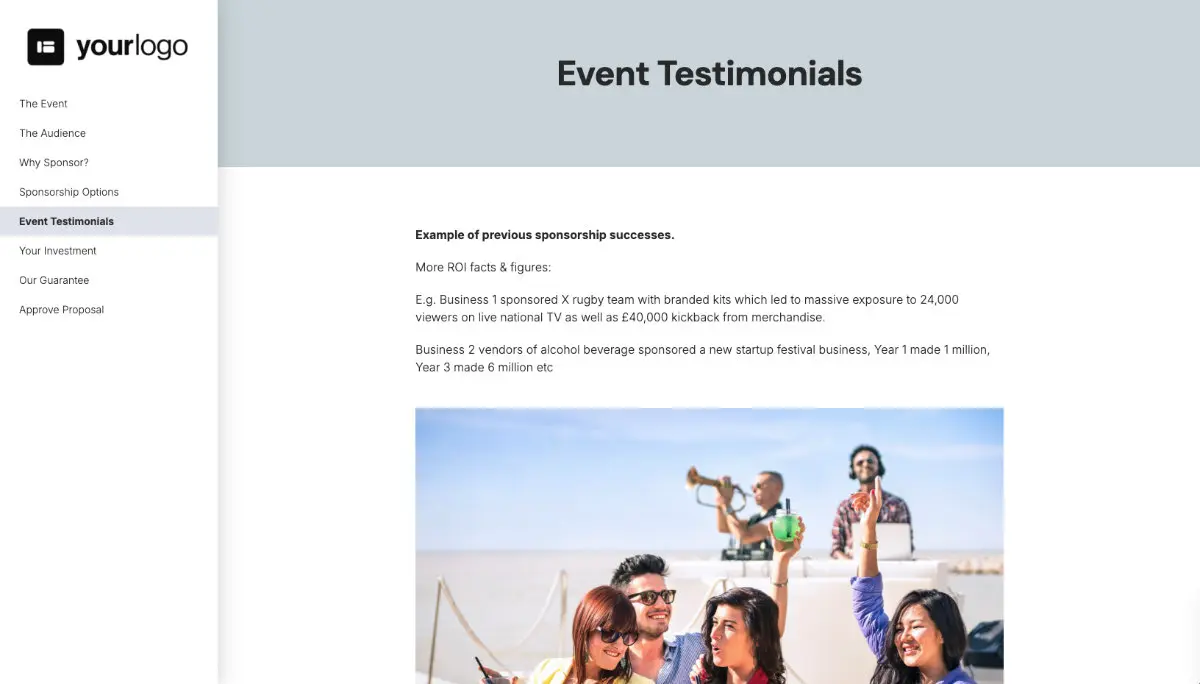 Event Sponsorship Proposal Template - Event testimonials
