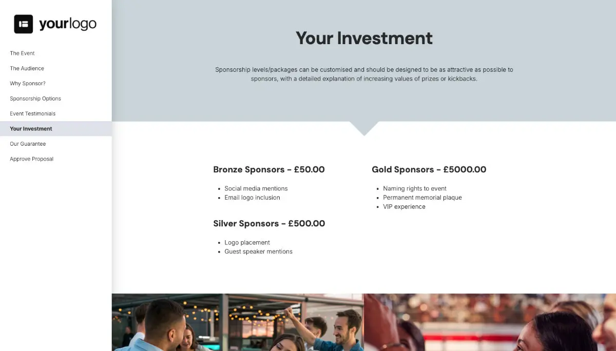 Event Sponsorship Proposal Template - Pricing