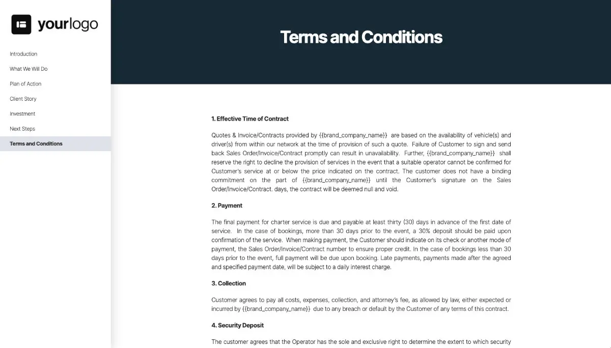 Transportation Proposal Template - Pre-written contract