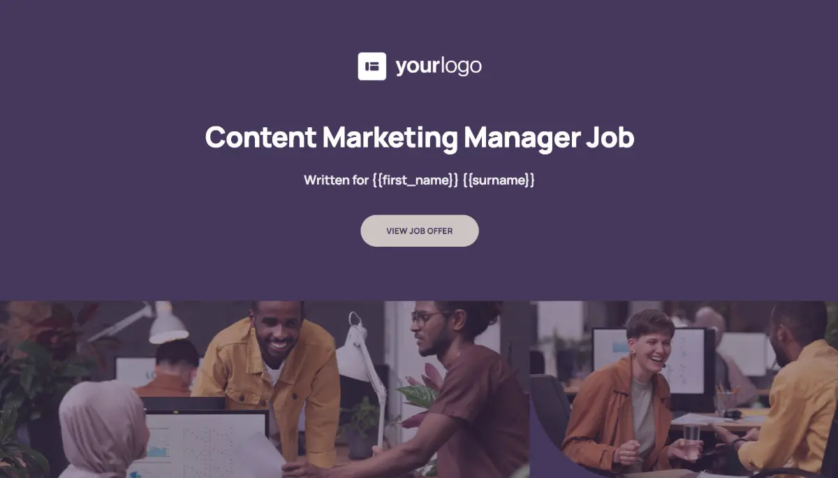 Content Marketing Manager Job Offer Template - Attractive Cover