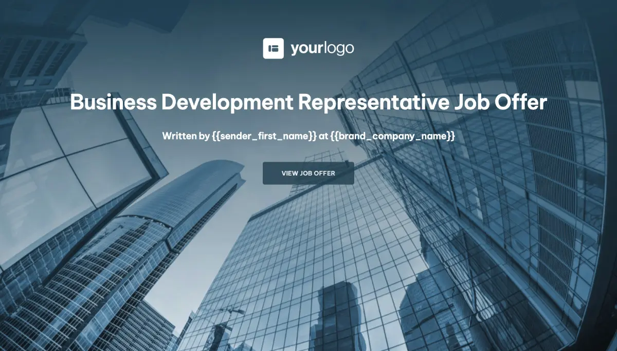 Business Development Representative Job Offer Template - Visually Appealing Cover