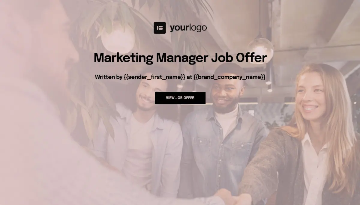Marketing Manager Job Offer Template - Beautiful Cover