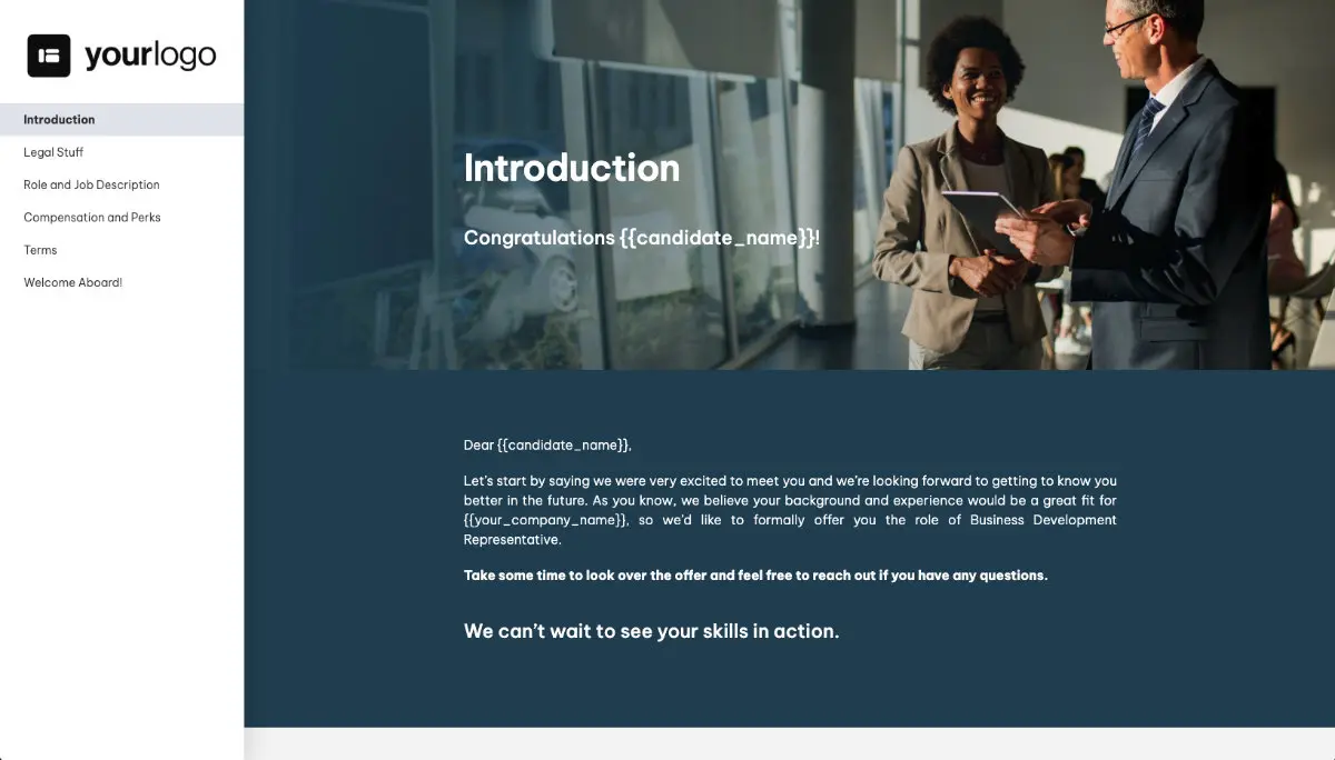 Business Development Representative Job Offer Template - Pre-Written Introduction